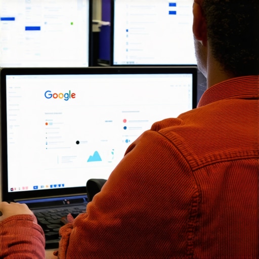 SEO consultant reviewing GMB insights on computers