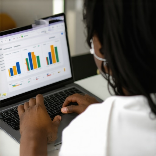 Person reviewing Google My Business insights on a laptop screen, emphasizing data-driven optimization