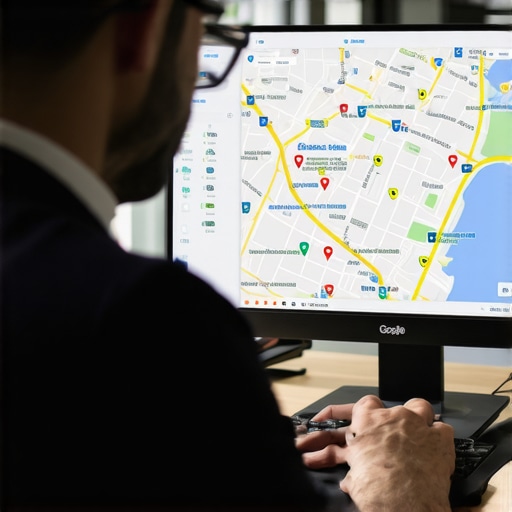 Business owner reviewing SEO analytics and Google Maps data