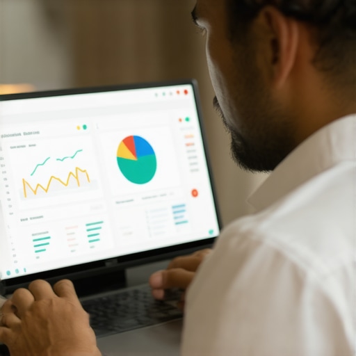 Business owner reviewing local SEO analytics and Google My Business insights