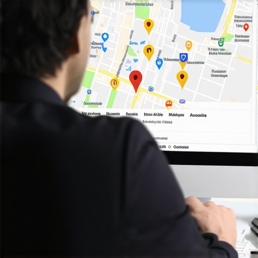 SEO expert reviewing local SEO data on a computer for Google Maps ranking improvement
