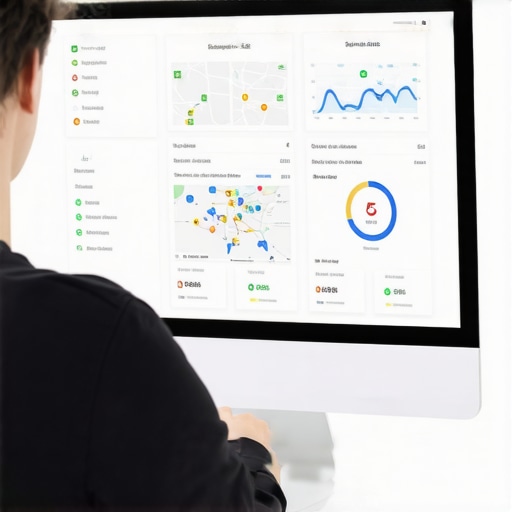 Person analyzing local SEO data on computer with Google Maps and analytics dashboards