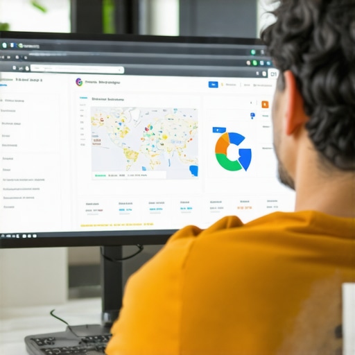 Business owner reviewing Google Maps data on analytics dashboard.