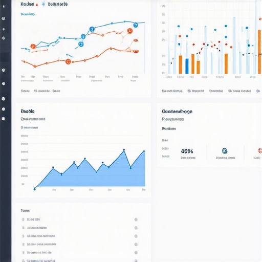 Screenshot of a detailed local SEO analytics dashboard showing graphs and maps