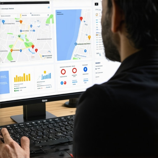 Digital marketing strategist reviewing Google Maps insights on a computer