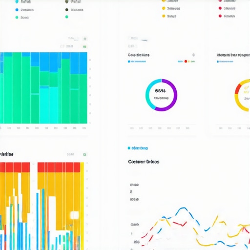 Screenshot of Google My Business insights dashboard with engagement metrics and ranking graphs