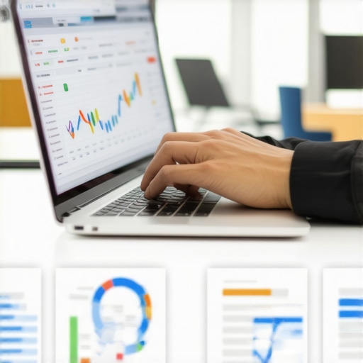 Person reviewing SEO analytics on laptop for local business ranking