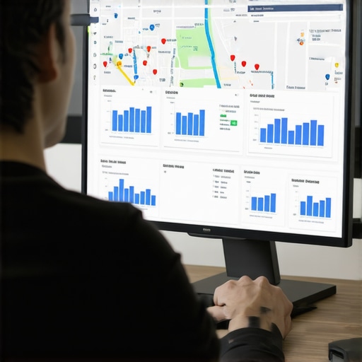 Person reviewing SEO performance metrics on a computer for Google Maps rankings.