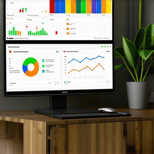 Workspace with SEO dashboards monitoring Google Maps rankings.