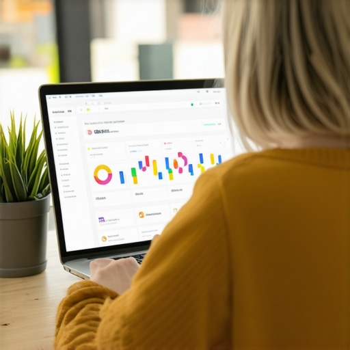 Person working on local SEO tools in a professional office setting.