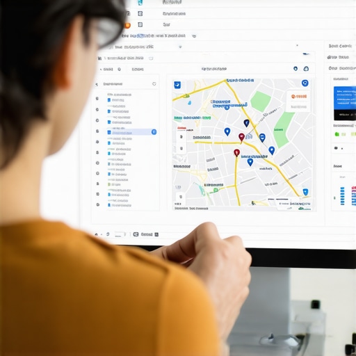Person reviewing SEO analytics and Google Maps data on a laptop.