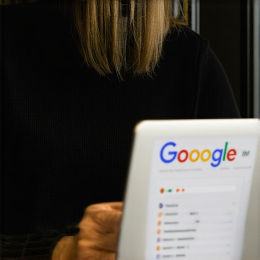 Business owner updating Google My Business profile on laptop.