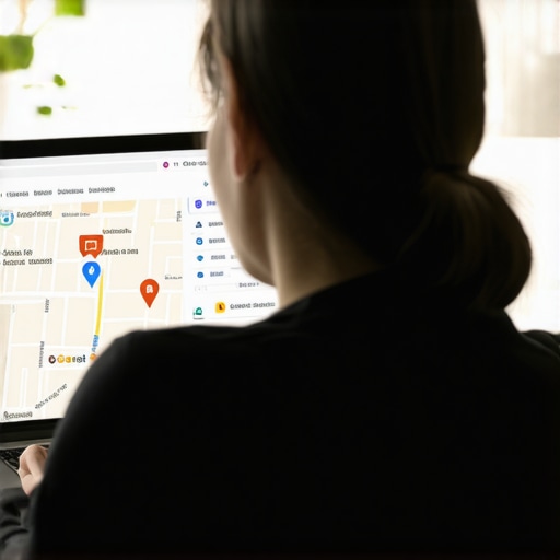 Person reviewing Google Maps analytics on a laptop for local SEO improvement.