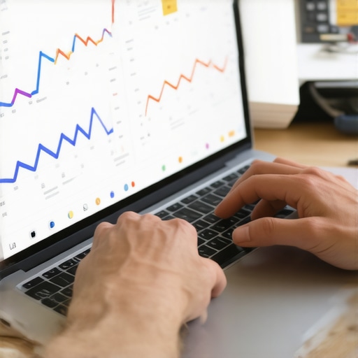 Person analyzing local SEO metrics on a laptop screen, showcasing tools used for maintaining Google Maps rankings.