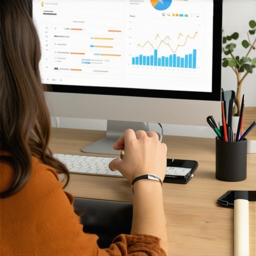 Person using SEO software on a computer for local ranking analysis