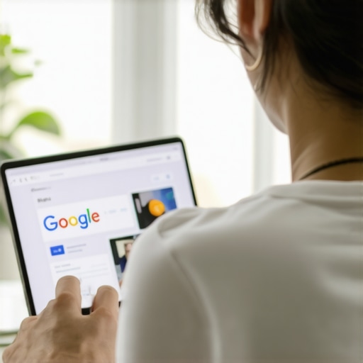 Person updating business information on Google My Business using a laptop