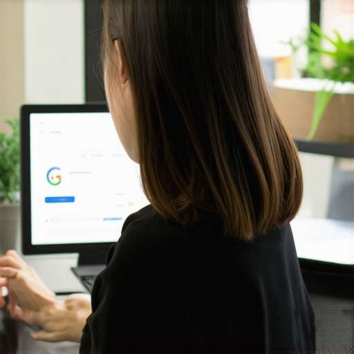 Optimizing Google Business Profile Business owner editing GMB profile on a computer, ensuring accurate information for better ranking