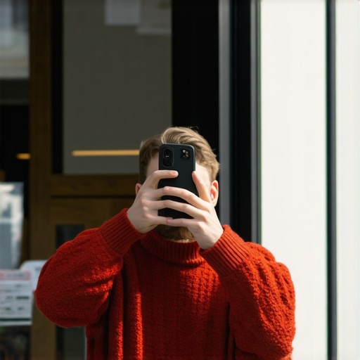 Business owner photographing storefront exterior for Google My Business listing