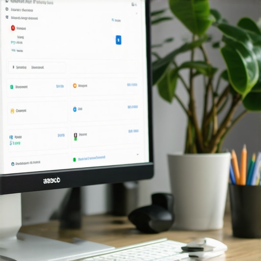 Computer monitor showing local SEO metrics and citation management tools in a professional workspace.