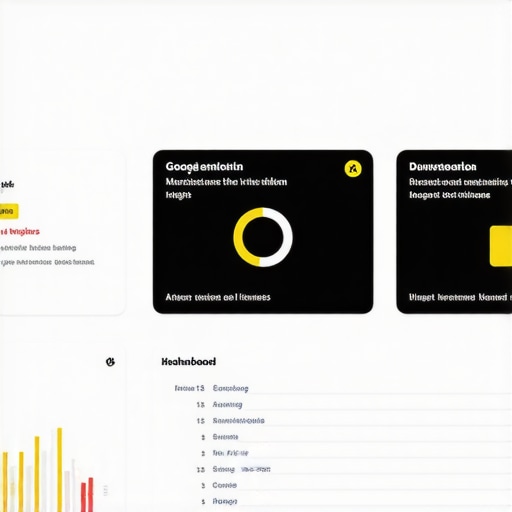 Dashboard screenshot showing GMB insights with performance metrics highlighted.