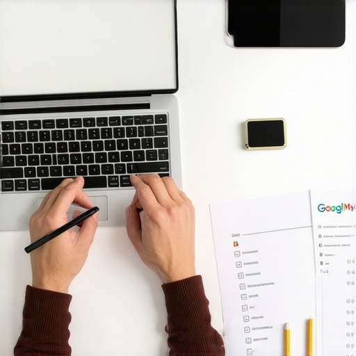 Person organizing digital files and support tickets on a laptop for faster GMB support response.